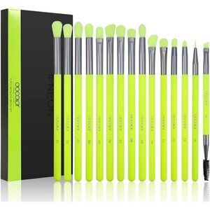 Docolor Eyeshadow Brush Set 15Pcs Green Eye Makeup Synthetic Brushes With  Case
